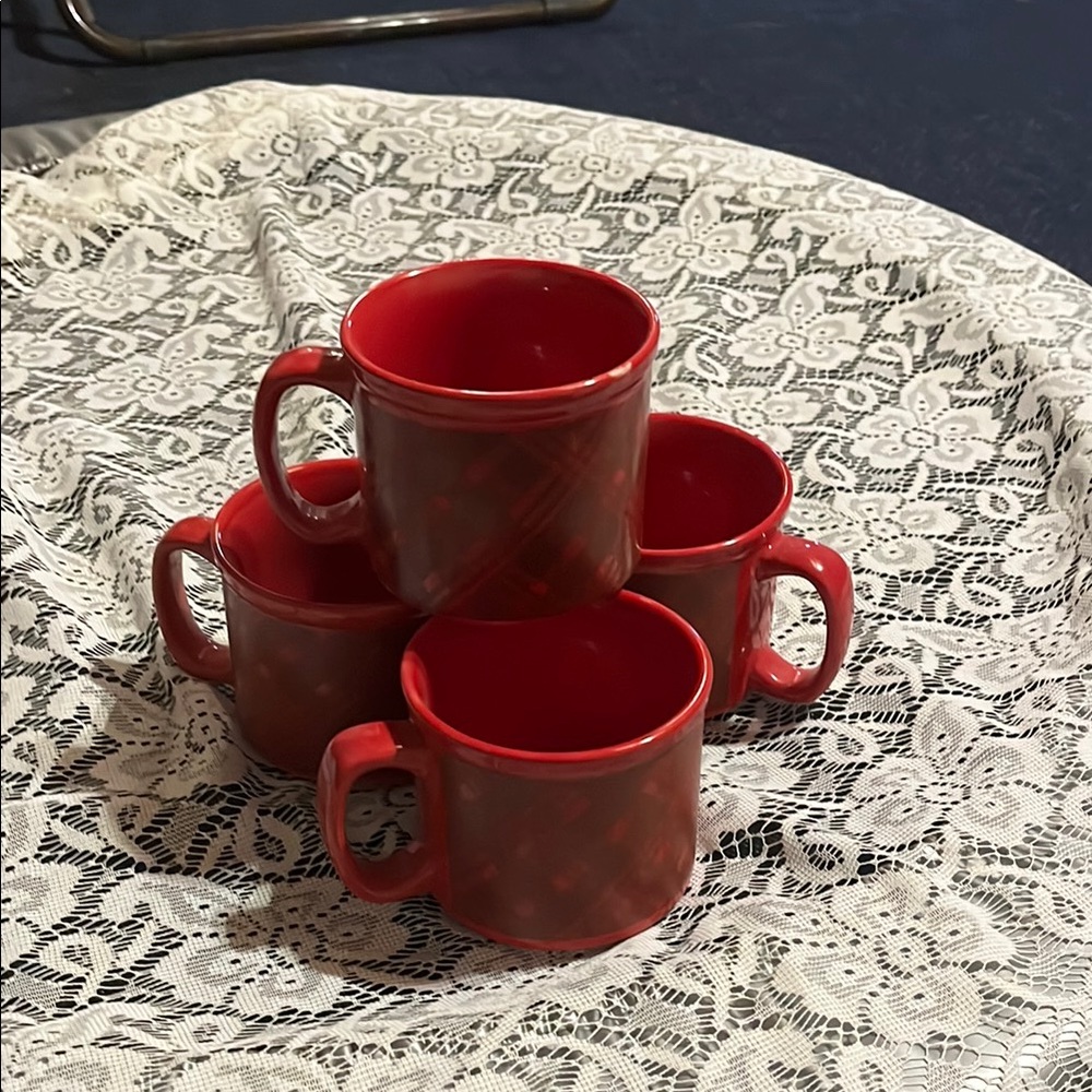 Red Ceramic Mug Set